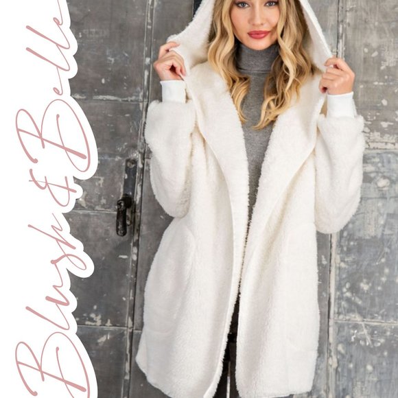 Blush & Belle Jackets & Blazers - NADINE Plush Faux Fur Hooded Cardigan